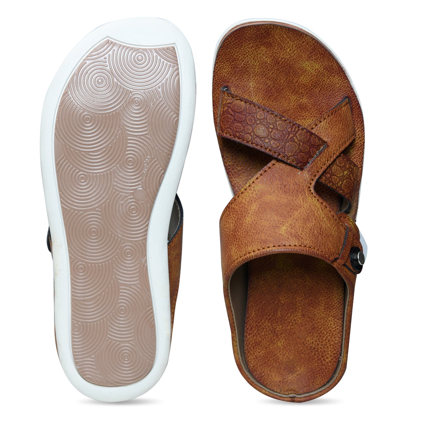 STEPSERA | Men's Faux Leather Slippers | Luxurious Comfort | Lightweight, Durable Chappals | Perfect for Ethnic & Party