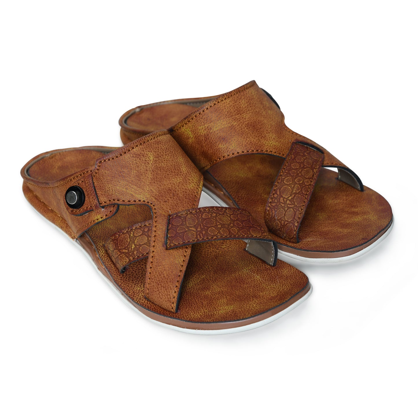 STEPSERA | Men's Faux Leather Slippers | Luxurious Comfort | Lightweight, Durable Chappals | Perfect for Ethnic & Party